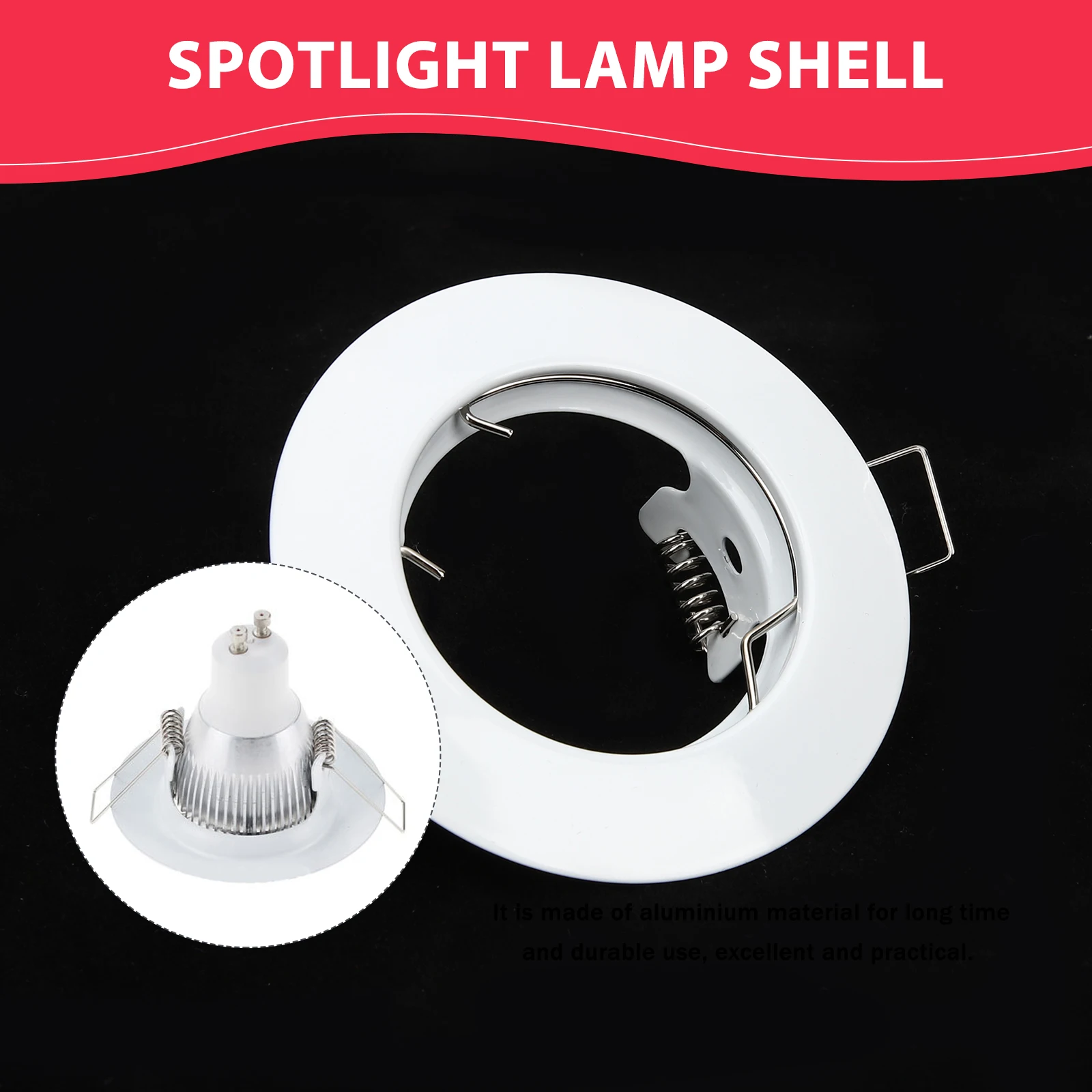 

2pcs GU10 Lamp Holder White 50mm Hole Recessed Spotlight Frame Replace Broken Kitchen Bedroom LED Trimming Cover