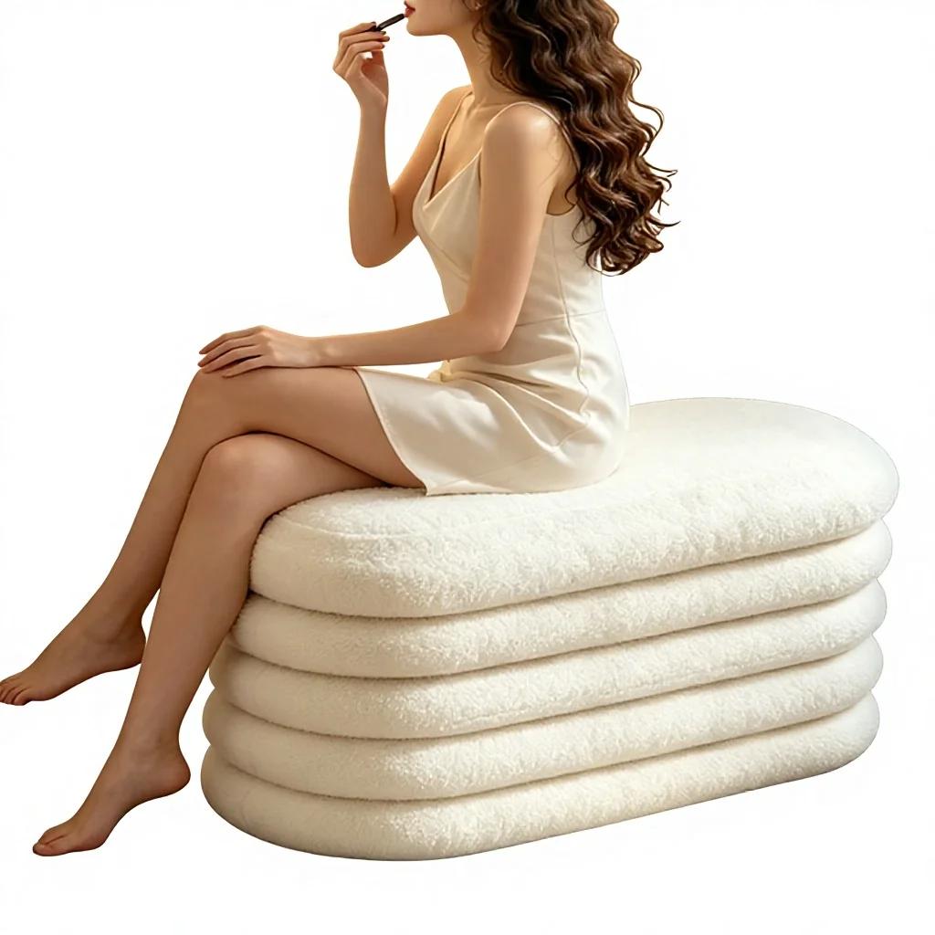 

#Princess Style Luxury Dressing Room Girl's Bedroom Design Plush Fabric Storage Stool Removable Storage for Hotel Rental House