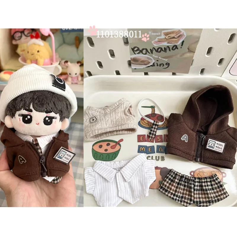 

10cm Cotton Doll Fashion Hoodie Set 10cm Nunu Doll Cute Jumpsuit Clothes Knitted Hat Mini Sunglasses Changing Accessories