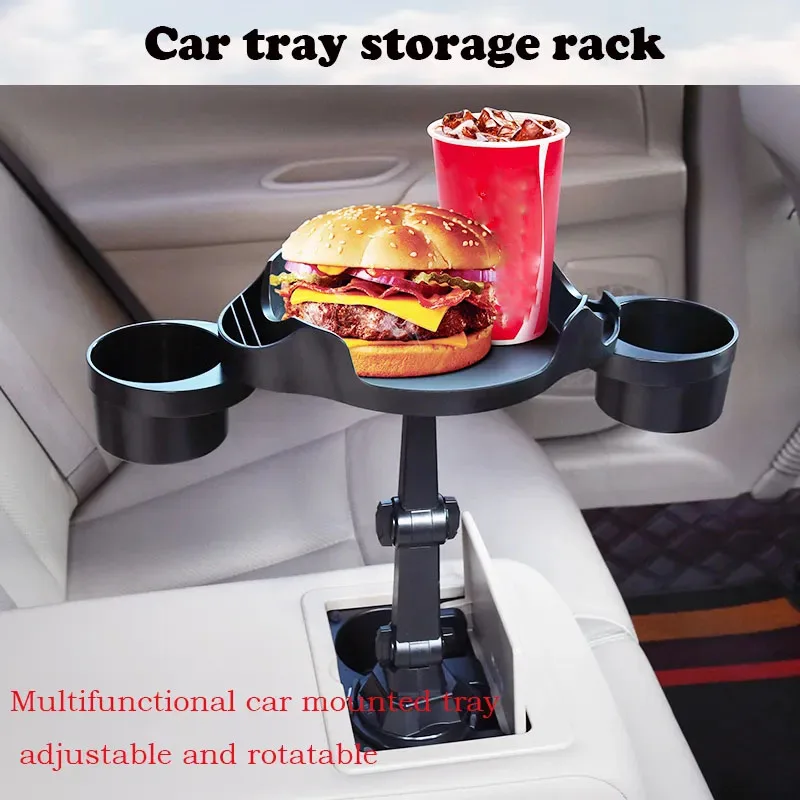 Car Tray Storage Rack 360 Degree Rotation Adjustable Car Cup Holder Tray Expander Car Cup Holder Food Table Car Accessories