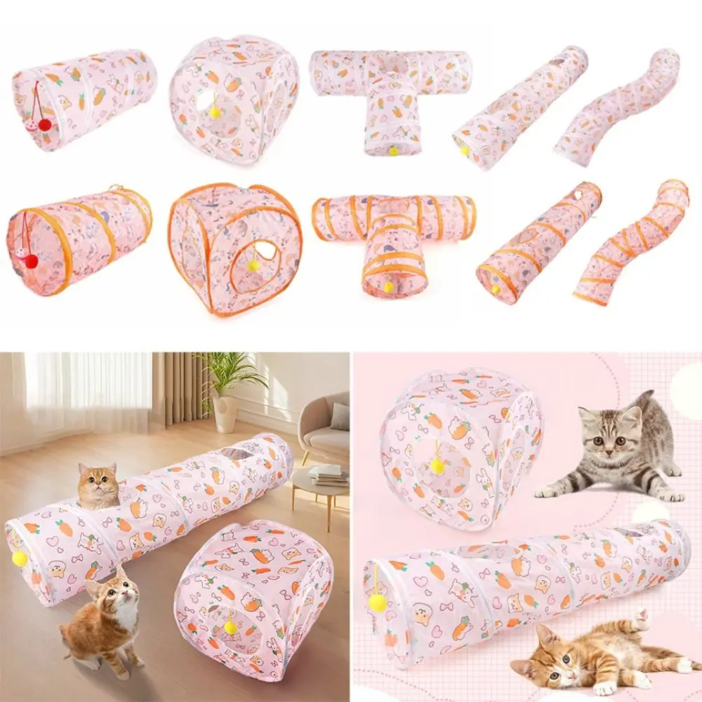Fun Polyester+Steel Wire Cat Tunnel Tube Breathable Training Interactive Cat Nest Foldable Cat Maze Tunnel Puppy view 3