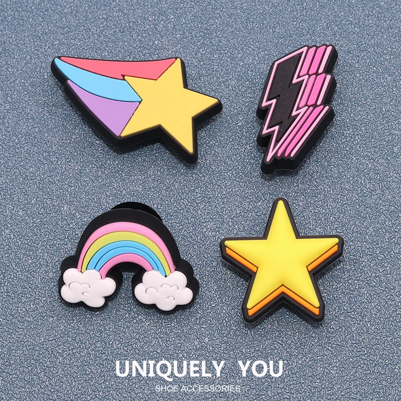 Shoe Charms Star Lightning Shooting Star Rainbow Decorations for Cross Shoes