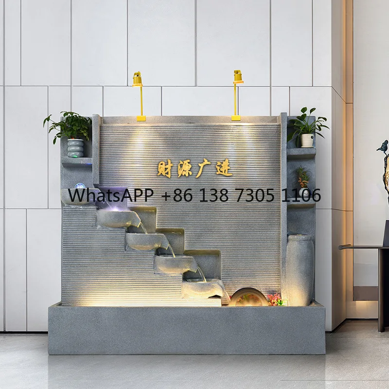 

Flowing water wall waterfall water feature lucky partition screen circulation water wealth floor ornament