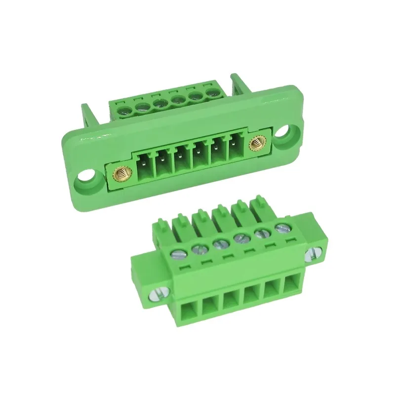 10Sets 15EDGWC3.5mm 2p-24pin wall solder-free fixed panel with flange 2p screw pair plug-in terminal male and female