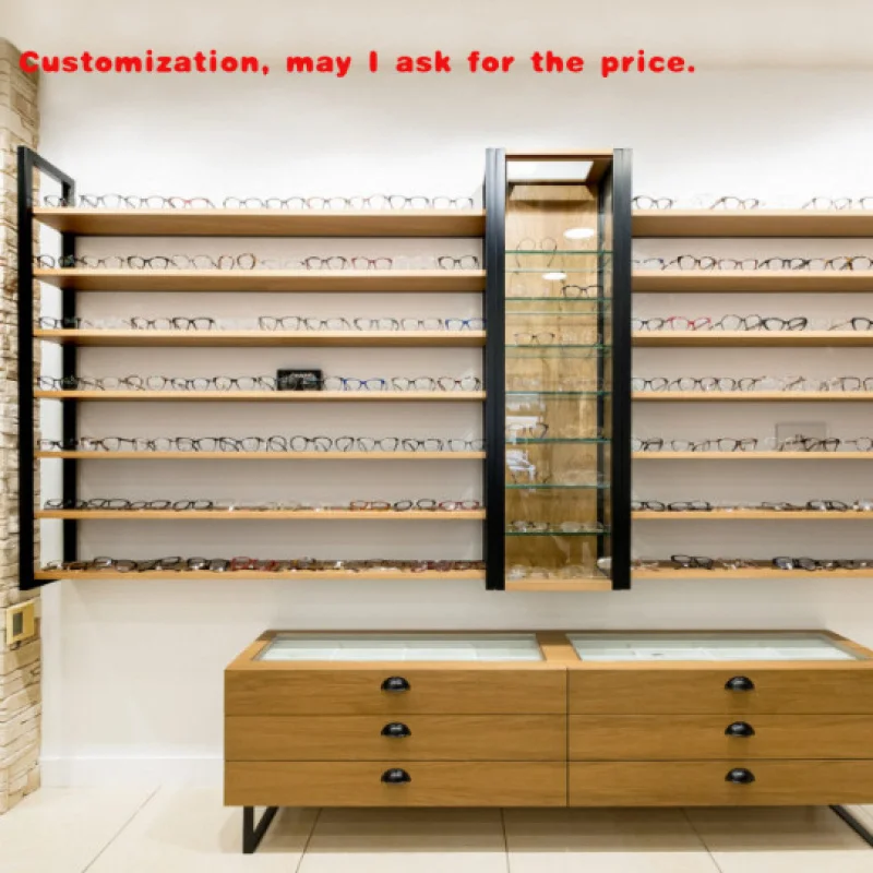 

custom.Wooden Shelf Display Sunglasses Store Display Furniture Glasses Cabinet Optical Frame Eyeglass Shelf Display with LED Lig