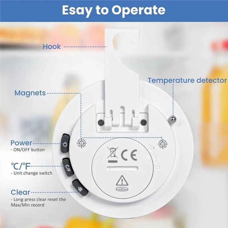 RABIT AS59~ For Home 2 Pack Small Digital Refrigerator Thermometer,Waterproof Fridge Freezer Thermometer With Large LCD Screen