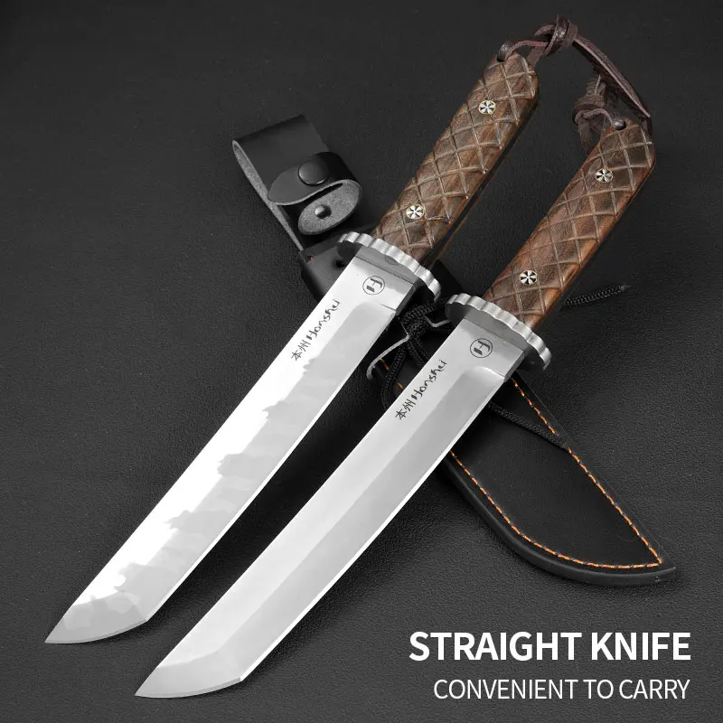 1PC Outdoors Camping Straight Knife, Integral Keel Straight Knife, Camping Survival, Self-defense Knife, Field Woodcutting Knife