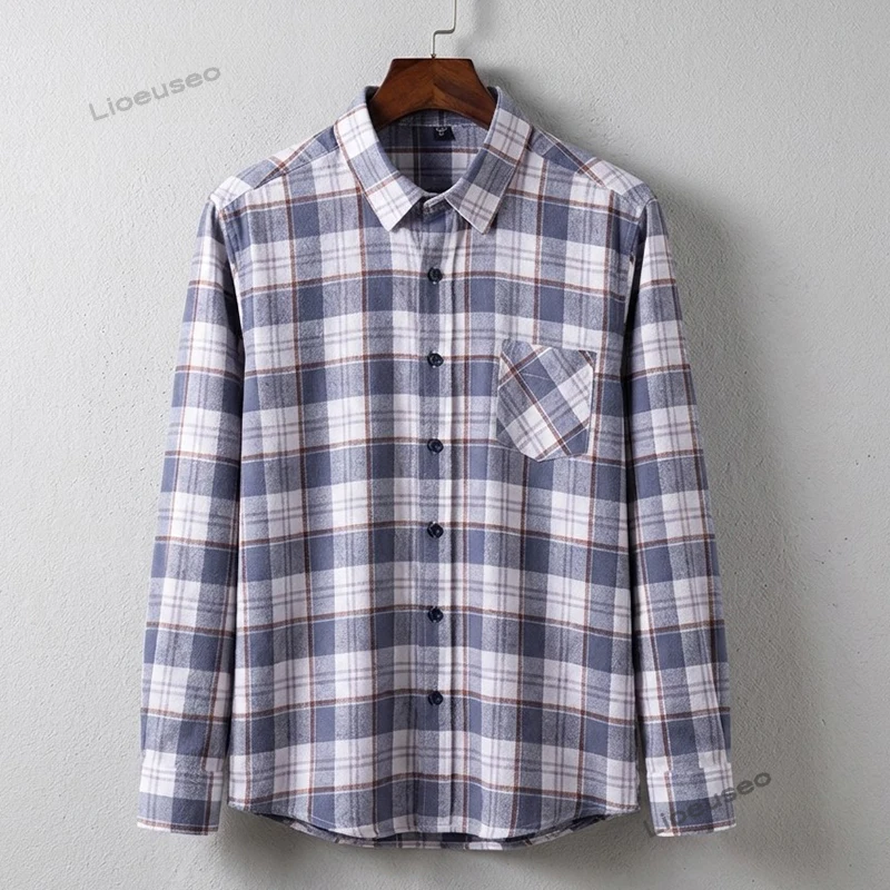 Chemises décontractées à manches longues pour hommes, 100% coton flanelle Plaid chemises décontractées à coupe régulière pour la maison vêtements