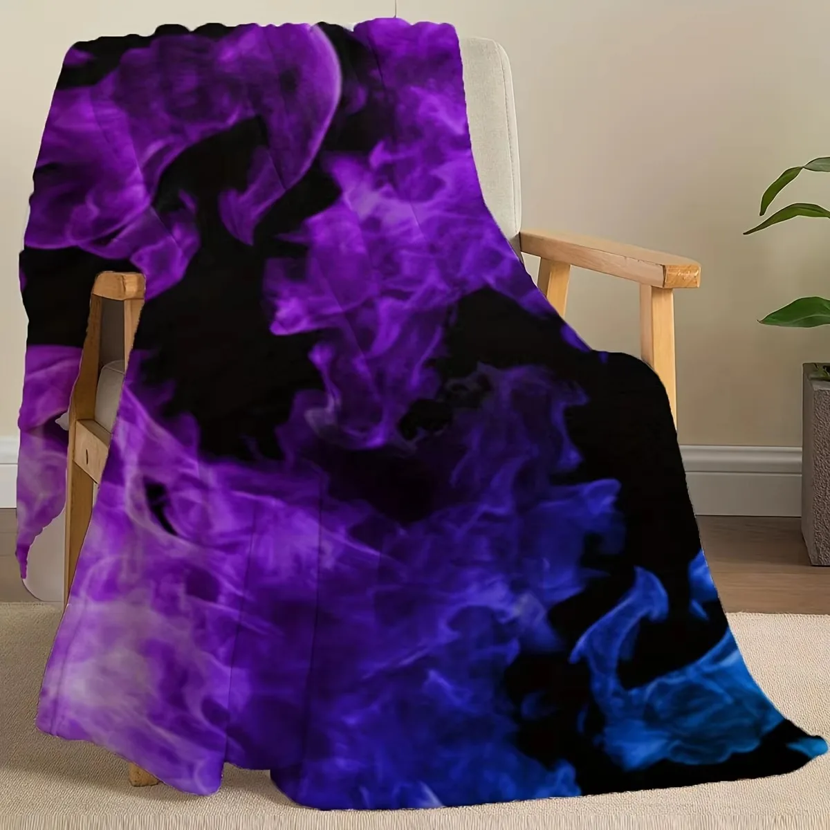 Mystic Purple Blue Smoke Print Throw Blanket, Soft Cozy Stylish Blanket for Home Decor, Ultimate Home Comfort, Ideal Gift Choice
