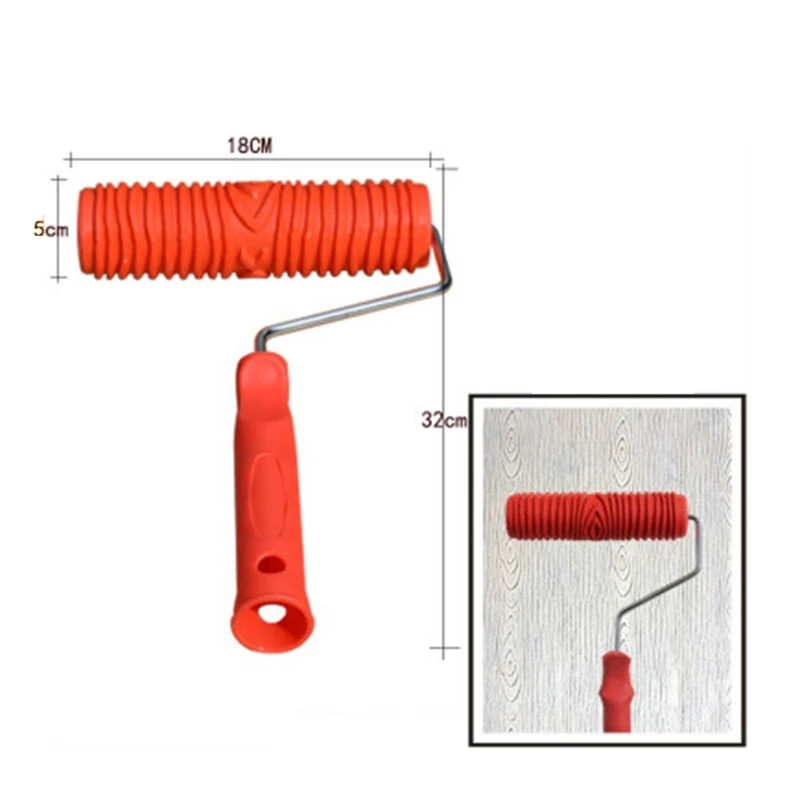 Grain Roller with Handle Rubber Grain Painting Tool for Wall Room Decor