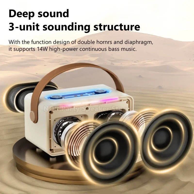 NR8801 Retro Bluetooth Audio Home Desktop Mini Subwoofer Hi-Fi Stereo Sound Quality and Large Volume Portable Wireless Speakers