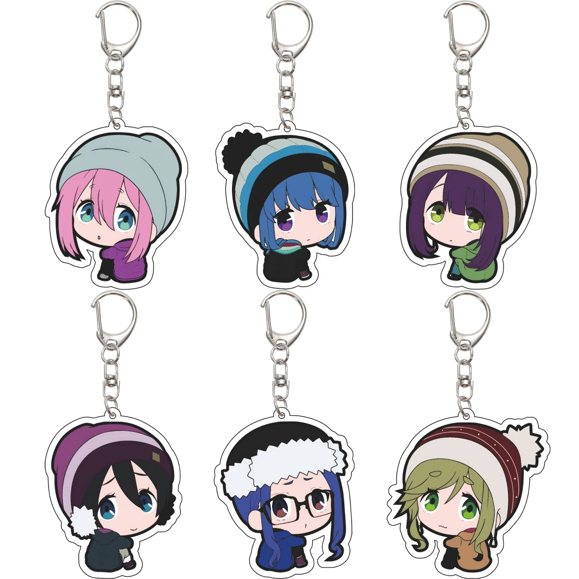 

55MM Anime Game Laid-Back Camp‌ Nadeshiko Kagamihara Shima Rin Inuyama Aoi Ena Saitou Ogaki Chiaki Acrylic Key Chain Cute Gifts