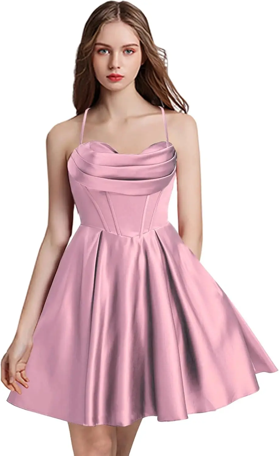 

Подростковое платье с открытой спиной для школы с атласными короткими рукавами, сексуальное платье трапециевидной формы для коктейльной вечеринки, платье для выпускного вечера с карманами