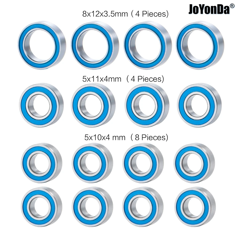 16Pcs Rubber Sealed Ball Bearing Kit for RC Tamiya 1/10 Electric TT-02 Crawler Car