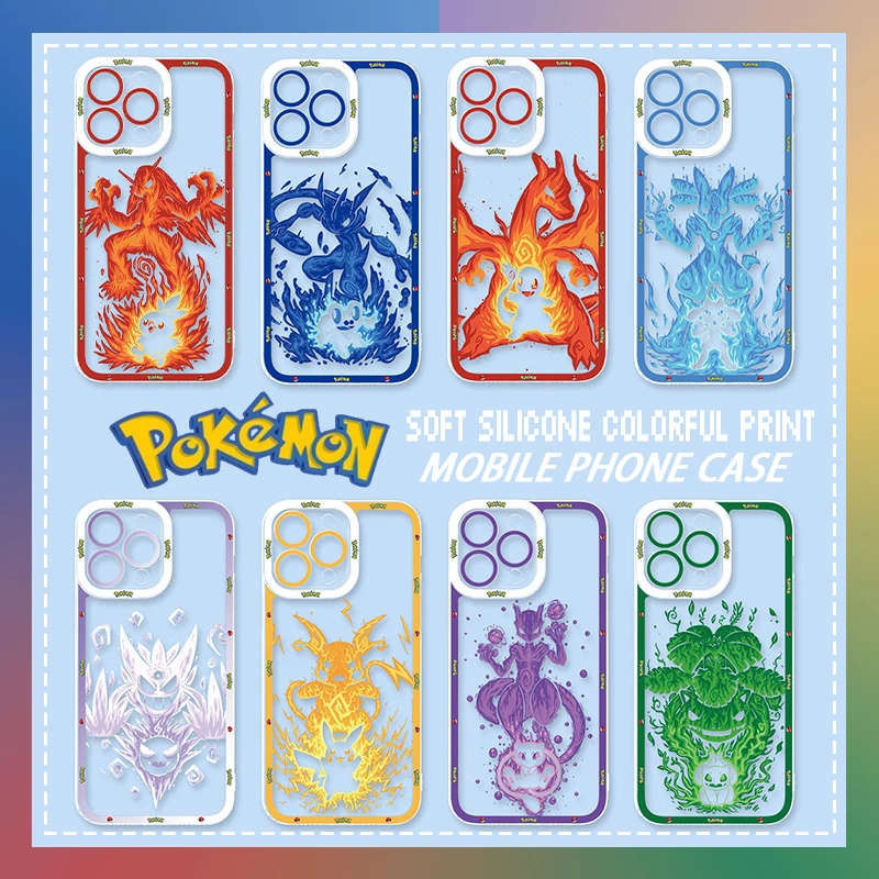 ХИТ ПРОДАЖ: Чехол для телефона с аниме-персонажем Pokémon MEWTWO для iPhone 17e, 17, 16e, 16, 15, 14, 13, 12, 11 Mini, Air, Pro, Max, Plus – Прозрачная мягкая задняя крышка