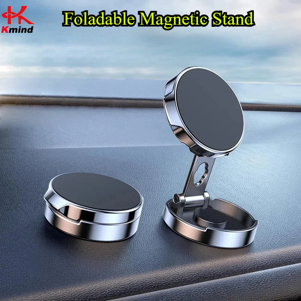 

Strong Magnetic Mobile Phone Stand Car Holder, 720° Foldable Round Bracket, Universal Phones Mount Holders In Car