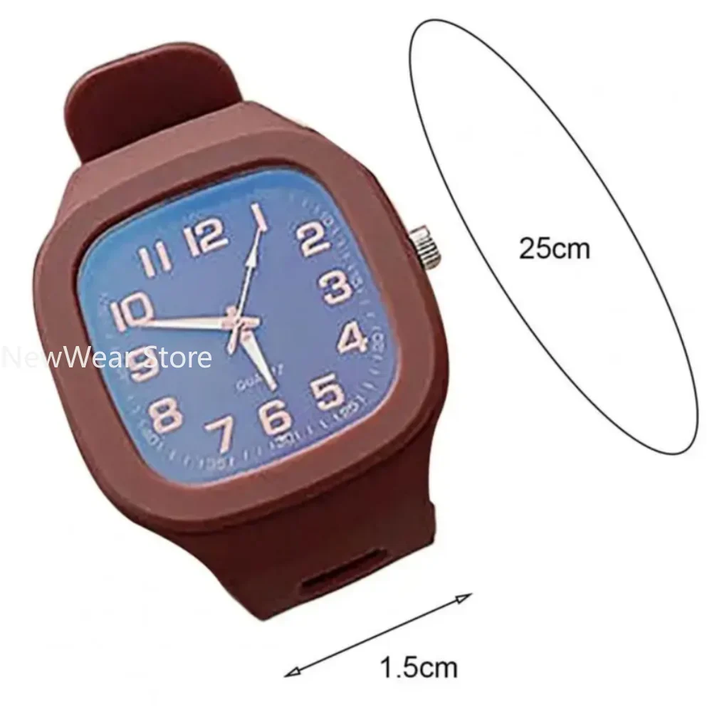 Square Large Dial Quartz Watch Silicone Strap Student Wristwatches Multicolor Fashion Casual Clock for Ladies Gift No Bracelet