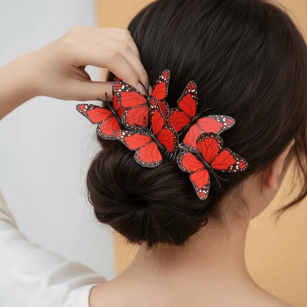 

3D Butterfly Hair Comb Colorful Metal Comb Butterfly Hairbrush Portable Hairpins Butterfly Hair Accessory Styling Accessories