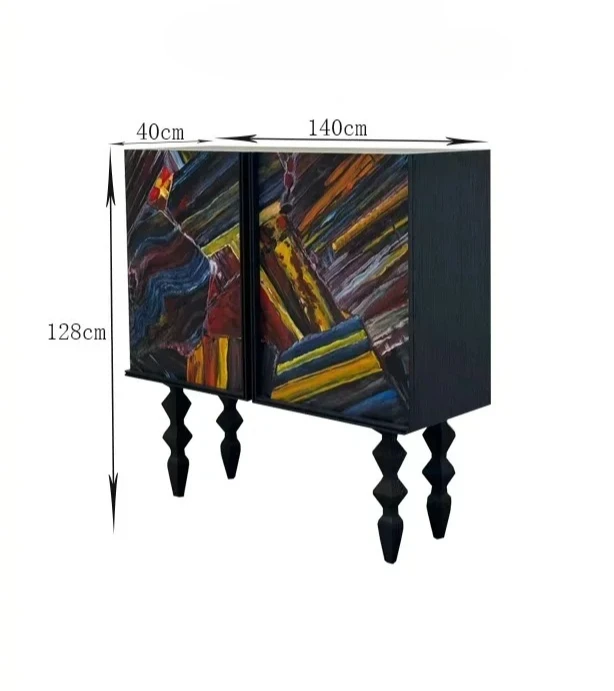 

French abstract oil painting, living room entrance, decoration, art solid wood, dining side, locker