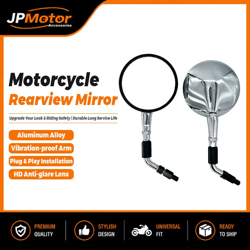 2Pcs Universal 10mm Motorcycle Side Mirror Rearview Mirror Anti-fall  Round Mirror