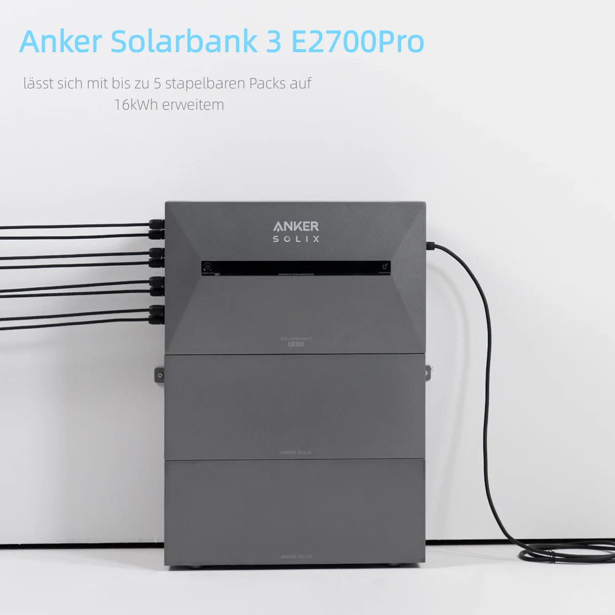 Anker SOLIX Solarbank 3 E2700 Pro 2,7kWh + BP2700 Erweiterungsbatterie 4-MPPT 3600W Solar-Speichersystem Stapelbar bis zu 16,1kWh (5x BP2700) Plug & Play Hausbatterie