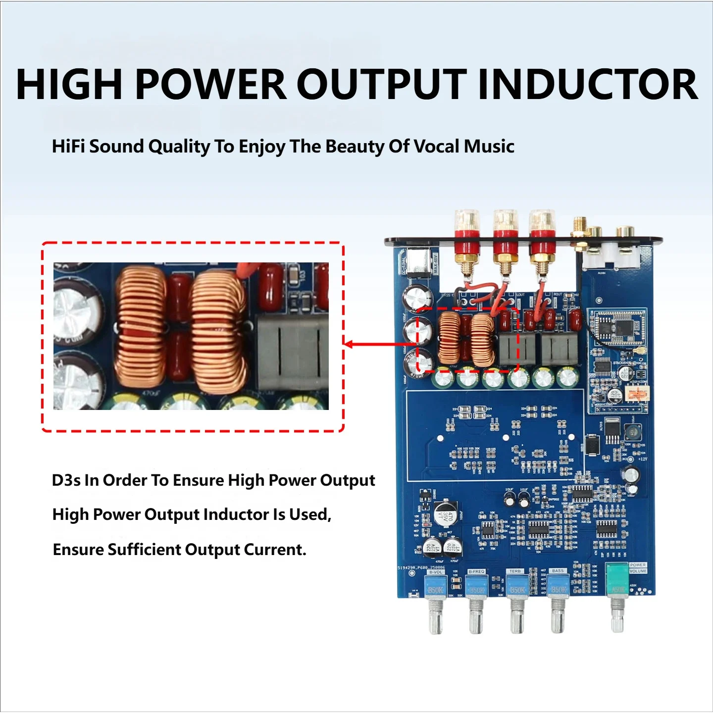 YJCO TPA3255*2 Hochleistungs-Digital-HIFI-Verstärker mit QCC3034 BT 5.1 QCC3084 BT 5.4 Decodierung und LDAC-Unterstützung – Detail 6