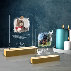 Customized Pet Photo Text Couple Collage Frame Personalized Loving Memory Dog Cat Picture Plaque Wooden Stand Memorial Gifts