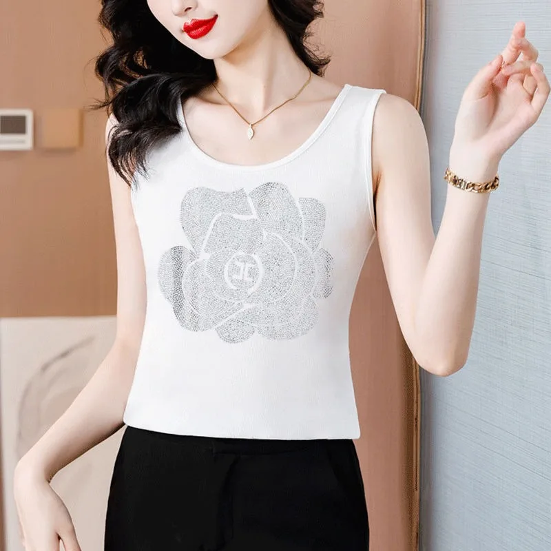 Diamond Sling Vest Women's Elastic New Large Size Spring Autumn Inner Wear Shirt Summer Outfits Sleeveless Tank Top