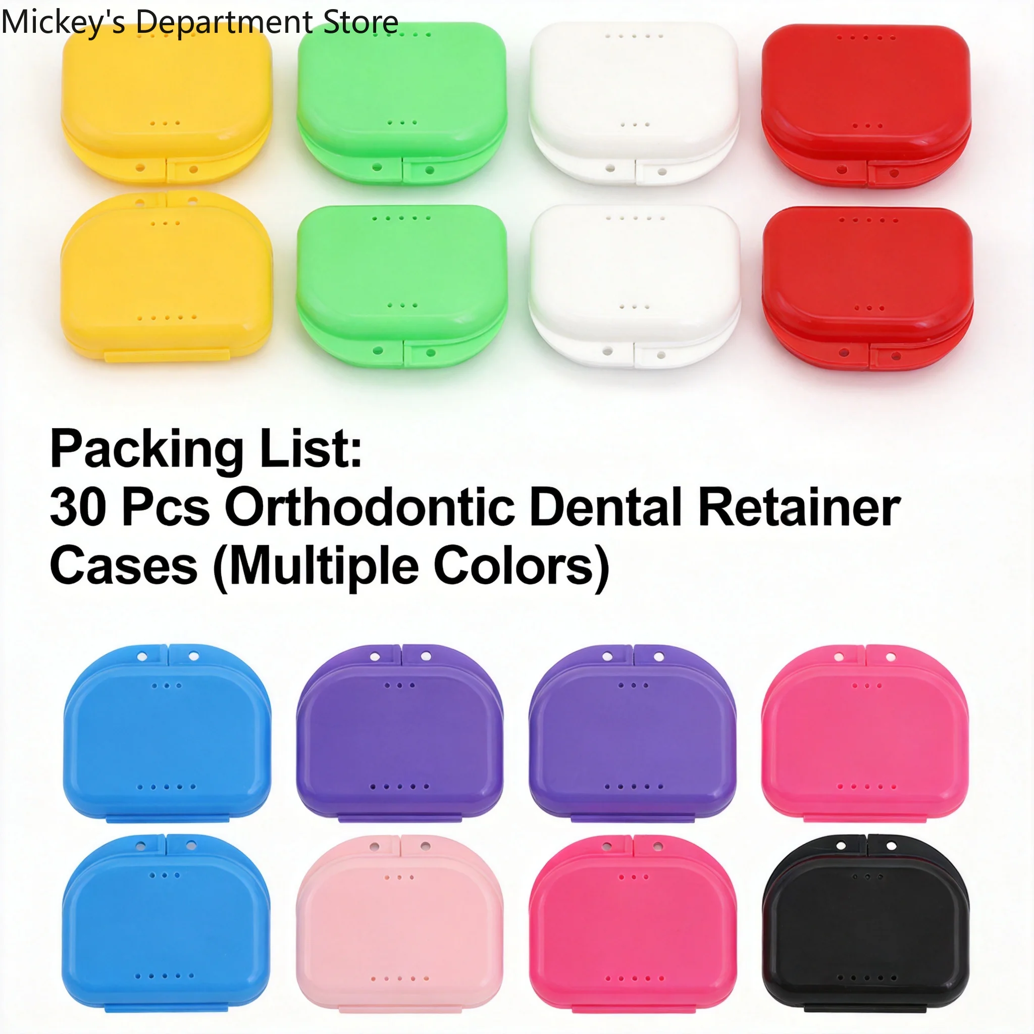 30Pcs Dental Orthodontic Mouth Guard Case Fake Teeth Cover Retainer Case With Vent Holes Denture Box Case  Retainer Holder