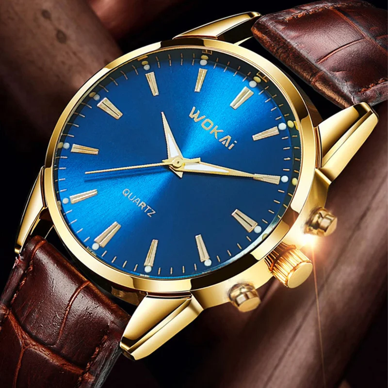 New fashion generous simple dial men's watch quartz leather watch trend