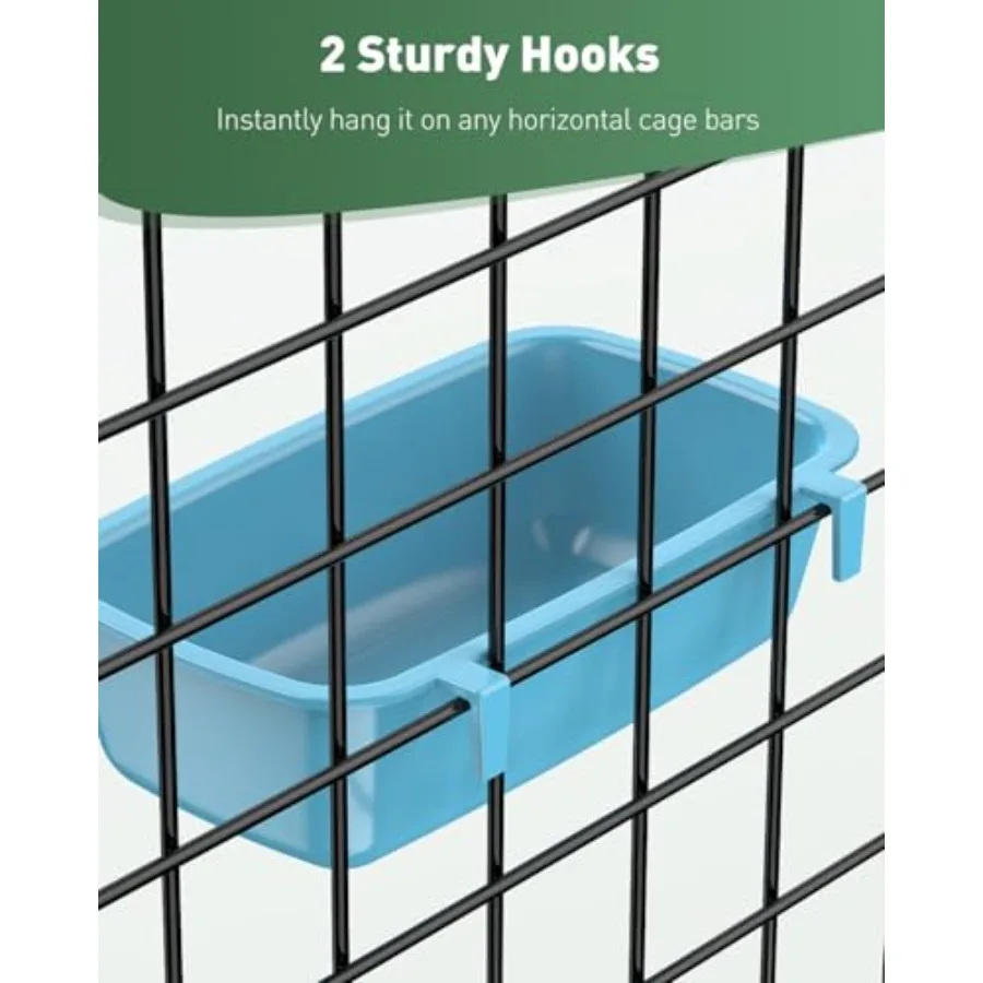 Cage Cups Hanging Plastic Bird Cage Feeders with Hooks 10 oz Rabbit Feeders for Cages Rabbit Food Bowls Waterers Bunny Cage Fee view 4