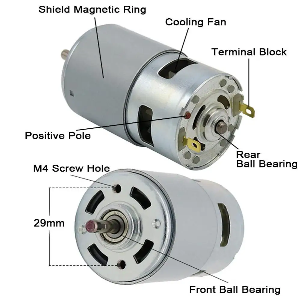 RS795 DC Motor 12/24V 3000-12000RPM High-speed Large Torque Micro Motor for DIY Toys Tool/Micro Machine with Double Ball Bearing