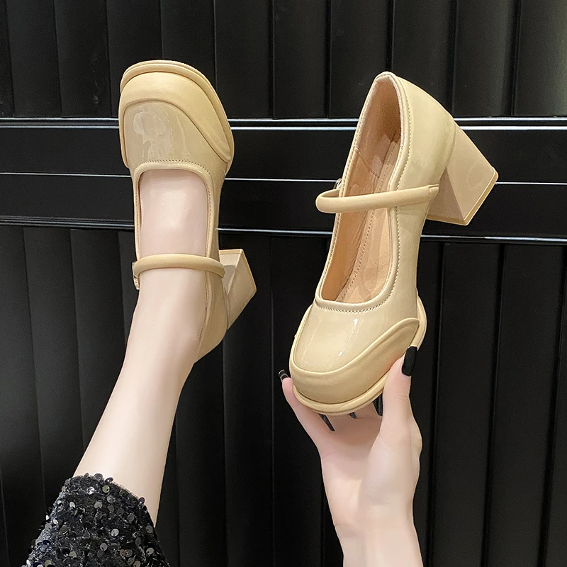 

Korean Shoes Female Footwear Ladies Square Toe British Style Oxfords Women's 2024 Dress Comfortable Preppy Leather Retro Summer