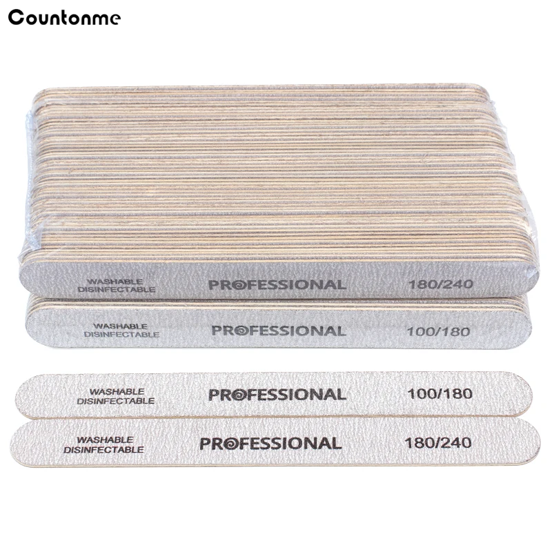 

100Pcs Professional Nail File 100/180 Sandpaper Straight Wooden File Polishing Files Grinding Double Sided Manicure Files