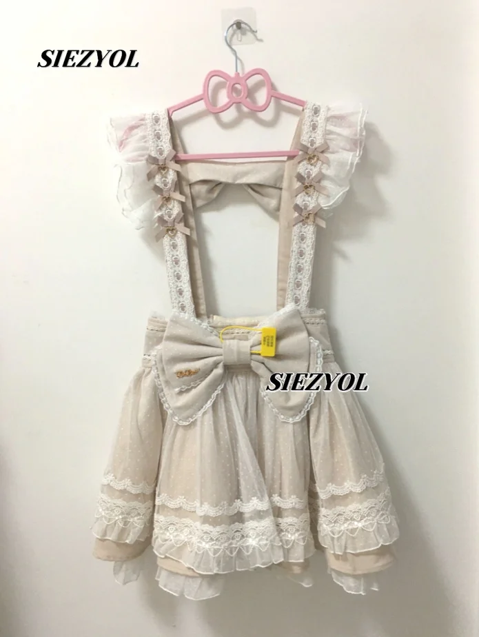 

Strap Short Skirt for Women Japanese Style Mass Production New Arrival Sweet Veil with Big Bows Maid Oversize Suspender Skirts