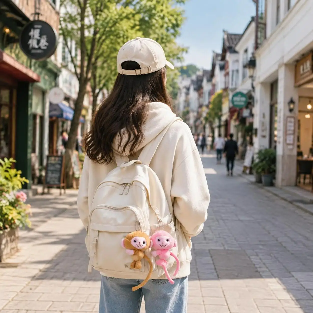 Bag Accessories Long Tailed Monkey Key Chain Stuffed Animal Bag Charm Monkey Pendant Soft PP Cotton Monkey Backpack Pendant