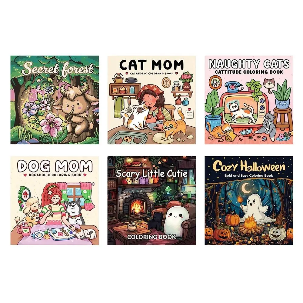 Divertente libro da colorare per cartoni animati, pittura antistress, regalo, libro educativo per scarabocchi, per adulti e adolescenti