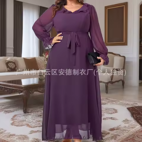 Large Size Dress with High Waist, Simple and Fashionable, Elegant Chiffon, Large Swing, Long Evening Dress, Bridesmaid Dress Y2k