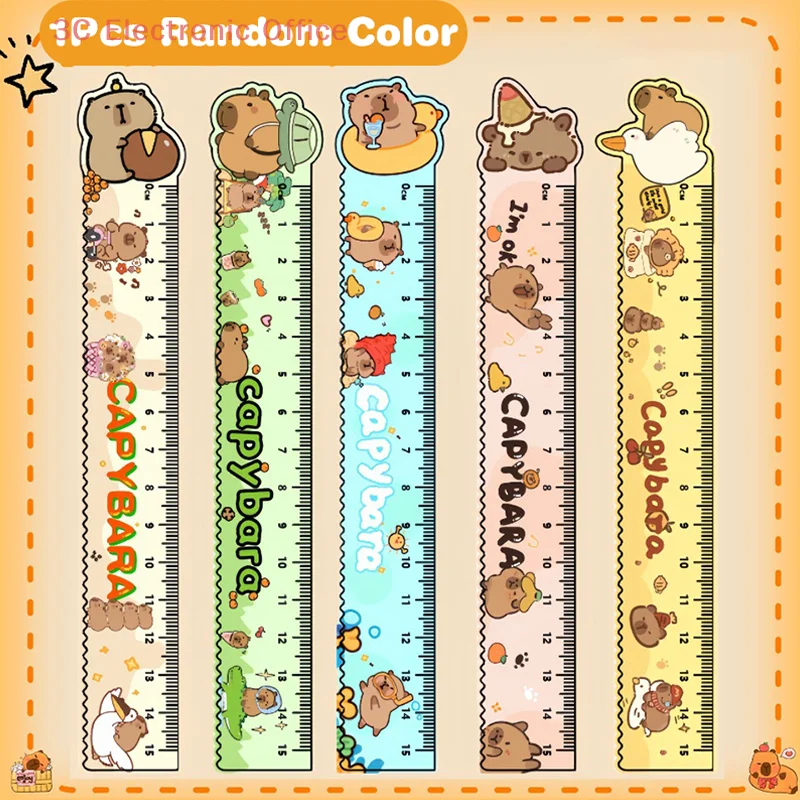 Cartoon Capybara Ruler Wavy Lines Creative Straight Ruler Kawaii Design Drawing Tool For Student School Office Supplies Gifts