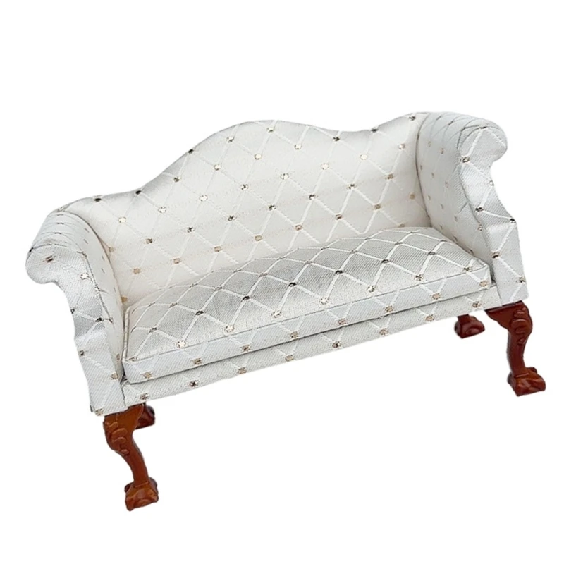 

Dollhouses Living Room Wooden Loveseat Sofa Chair 1/12 Scale Miniature Furniture 15UB