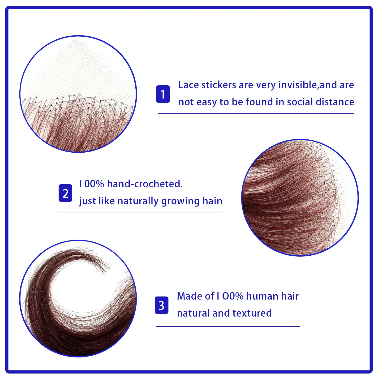 Wig rambut bayi renda HD 99J, 2 buah rambut palsu renda tidak terlihat merah anggur prepked rambut bayi Wig rambut manusia tepi renda