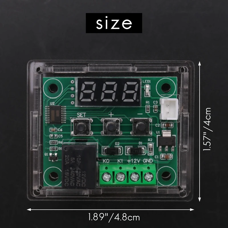 Módulo controlador de temperatura Digital, interruptor electrónico con caja acrílica, 4 piezas, W1209 DC