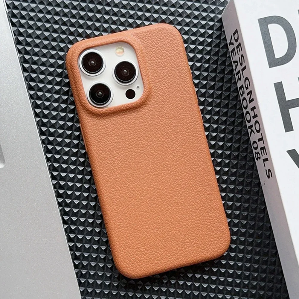 Luxury Official Leather Texture Phone Cases for iPhone 16 11 13 14 12 15 Pro Max 16 Plus Matte Protector Shockproof Soft Cover