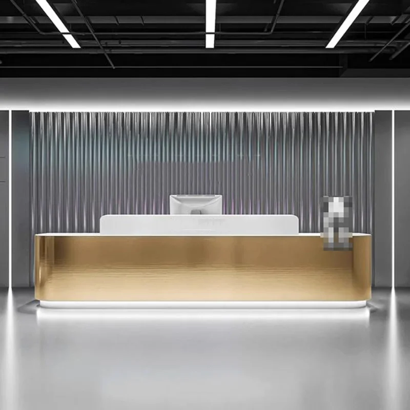 مكاتب استقبال بار المتجر، تصميم جمالي حديث فريد من نوعه، مكاتب استقبال طويلة، أفضل أثاث صناعي عصري #2