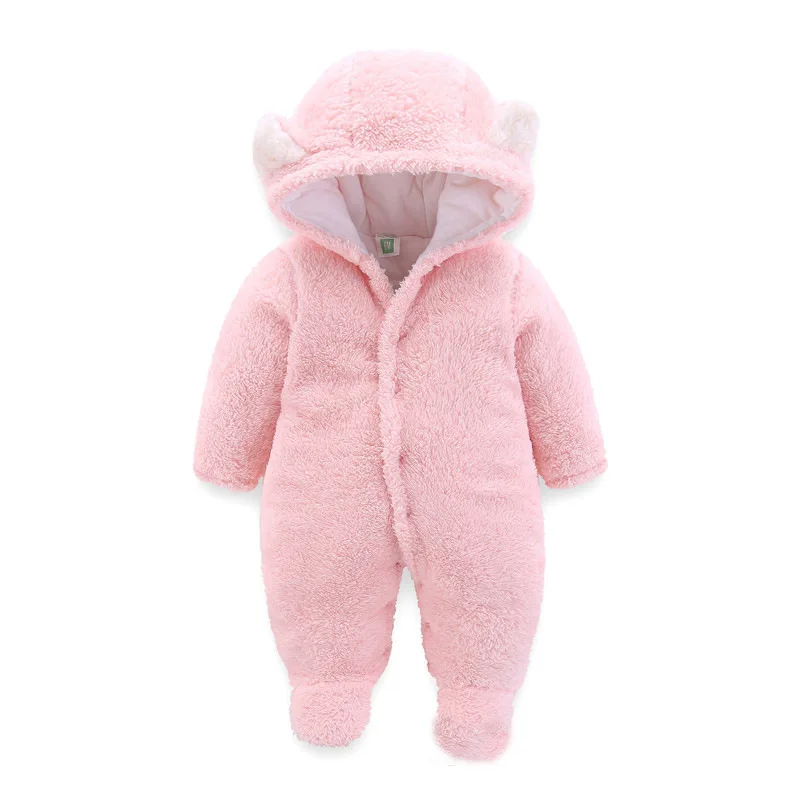 OLEKID 2024 Autumn Winter Newborn Baby Rompers Hooded Thick Warm Baby Girls Jumpsuit Toddler Boys Overalls Infant Fleece Outfit