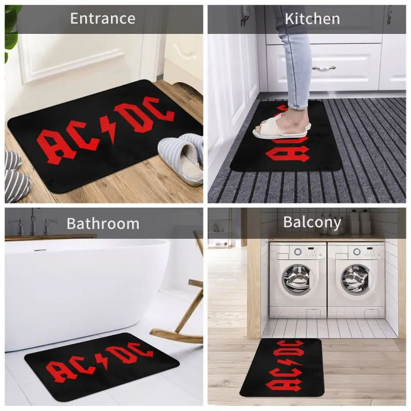 Rock AC DC Front Floor Door Entrance Mats Indoor Heavy Metal Band Kitchen Bathroom Doormat Garden Carpet Rug