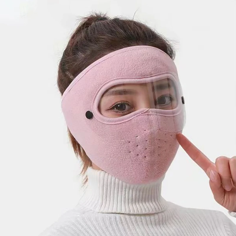 Winddichte, warme Gesichtsmaske, Wintermütze, Ski, atmungsaktive Masken, Fleece-Gesichtsschutzkappen mit HD-Brille, Antibeschlag-Fahrradmütze, Sturmhaube