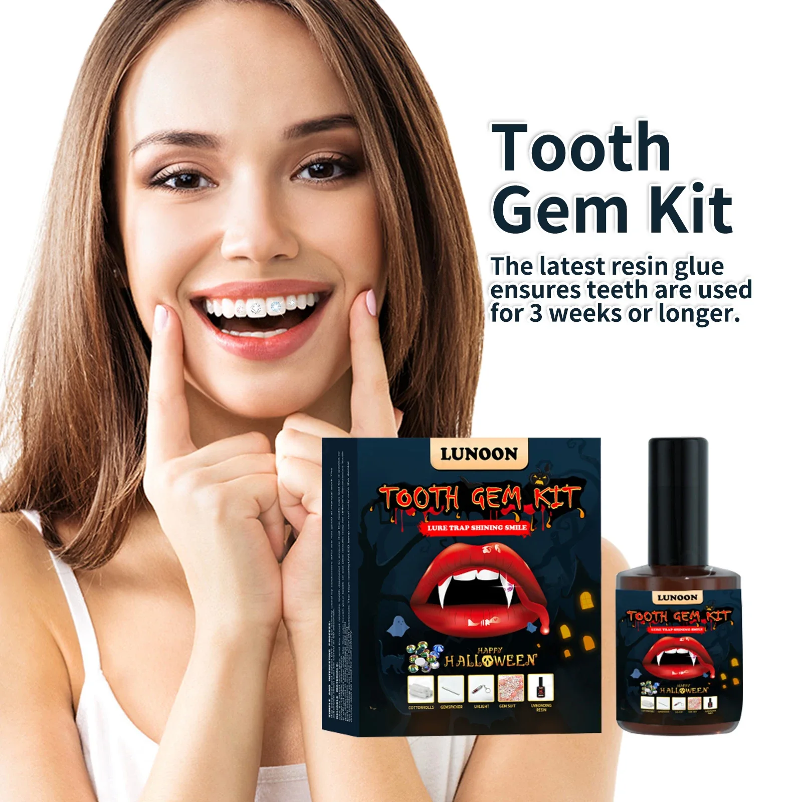 คริสตัลตกแต่งฟัน แฟชั่นเพชรประดับฟัน เครื่องประดับฟันรูปผีเสื้อระยิบระยับ