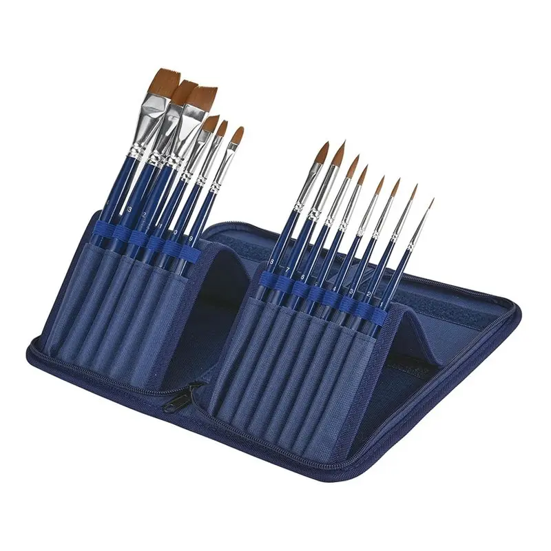 MACH-Professional Face Paint Brushes Set,Including 14Pcs Different Size Paint Brushes & Standable Case,Convenient To Use