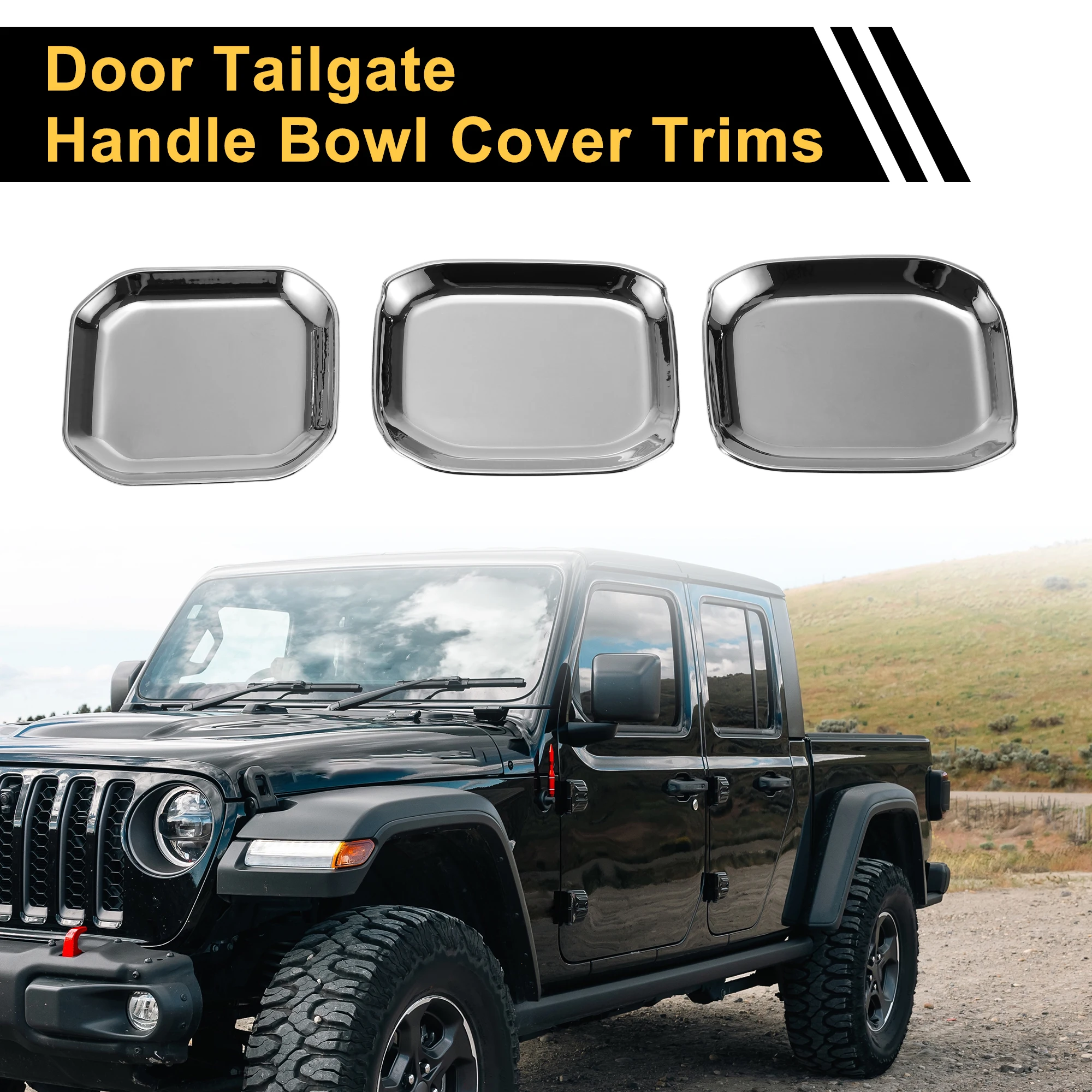 

UXCELL 1 Set Exterior Door Handle Bowl Cover Trims Tailgate Handle Bowl Cover for Jeep Wrangler JL JLU 18-24 ABS Silver Tone